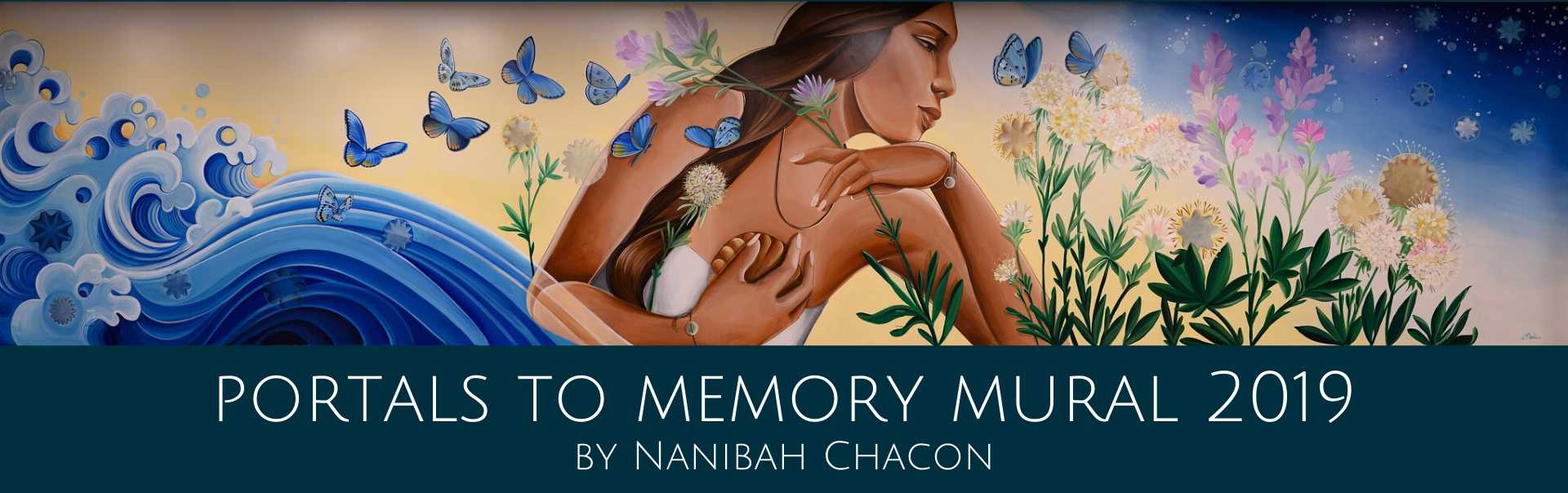 Image of portals to memory mural by nanibah chacon in community room